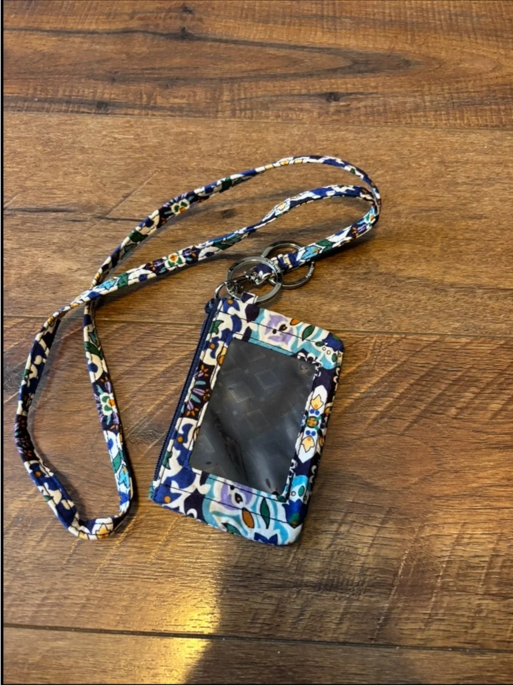 Vera Bradley Zip ID Case and Lanyard set in the Lisbon Medallion Cool pattern - Picture 2 of 3